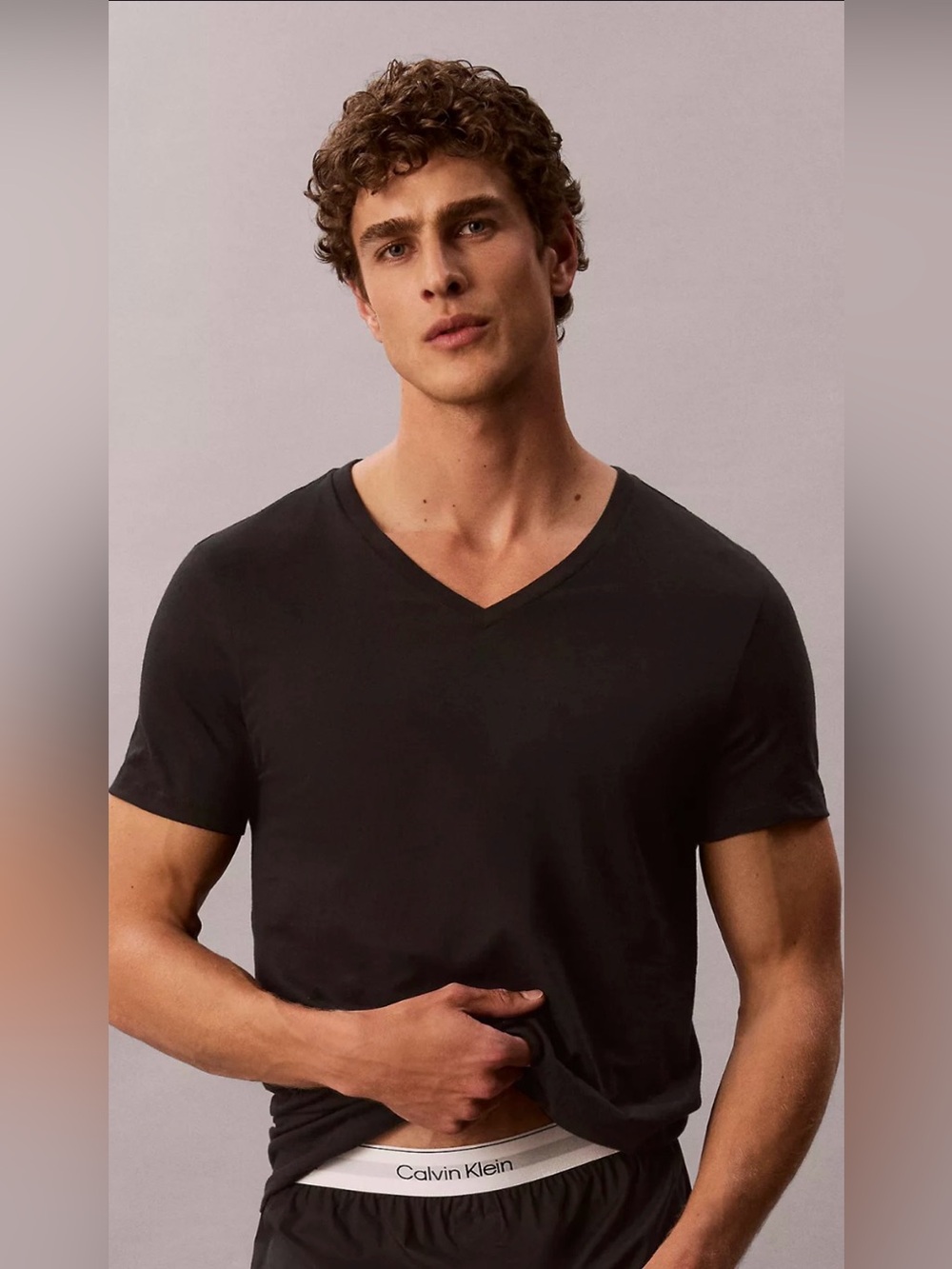 Calvin Klein Cotton Black V-Neck Short Sleeve Tee Size XL